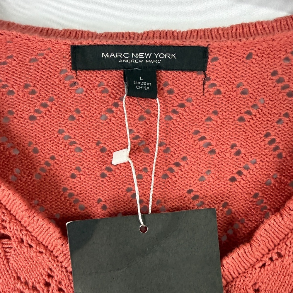 Marc New York Coral Knit Long Sleeve Ruffle Sweater Large NWT - Picture 5 of 7